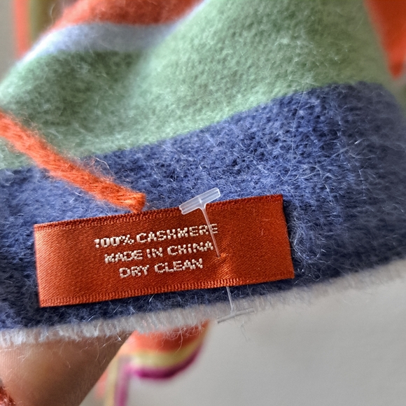 Coach Modern Retro 100% Cashmere Multicolor Stripes Winter Scarf - Picture 7 of 9